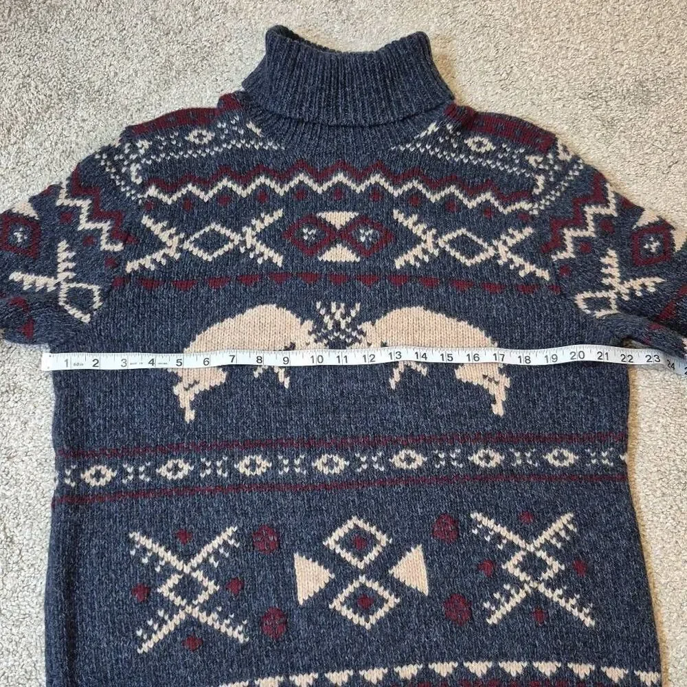 Polo by Ralph Lauren Men's Blue Fair Isle-Knit Wool Cashmere Sweater Size L